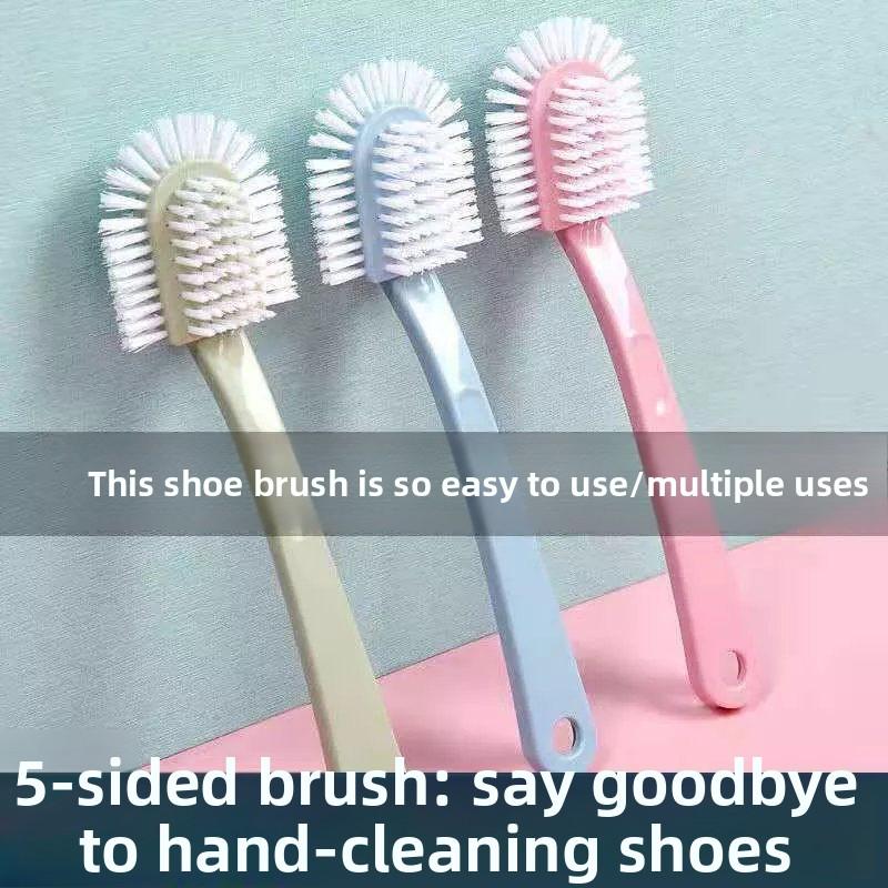 Five-sided Shoe Brush, Household Shoe Cleaning Long-handled Soft-bristled Clothes Brush, Non-shedding Shoe Cleaning Brush