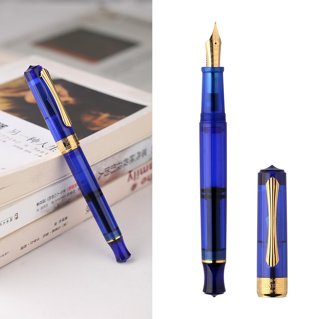 PENBBS 470 Vacuum Filling Fountain Pen Blade/Round Nib Pen Large Capacity Transparent Acrylic Business Writing Gift Pen