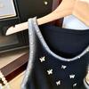 Tweed-style Butterfly Unique Knitted Vest for Women In Summer Dopamine Outfit Sleeveless Outerwear Slim-fitting Sexy Top