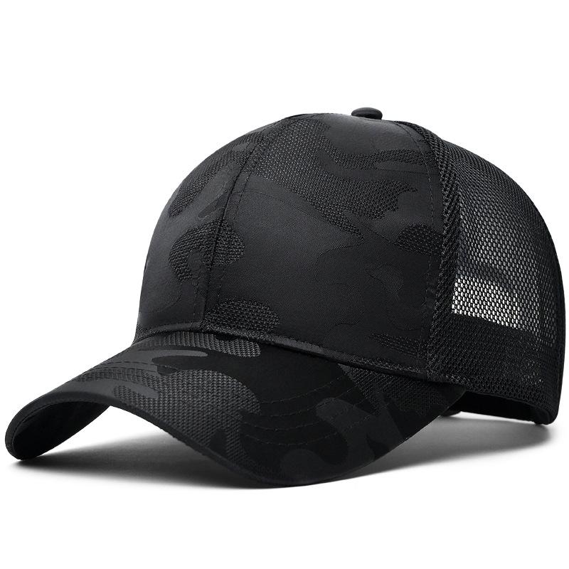 

2026 Big Head Men Quick Drying Camouflage Baseball Cap Large Size 63cm Mesh Breathable Thin Trucker Caps Outdoor Sports Snap Cap plus 59-63cm чорний
