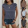 Summer Women's Classic Striped Sleeveless T-shirt Casual Versatile European American Style Tops