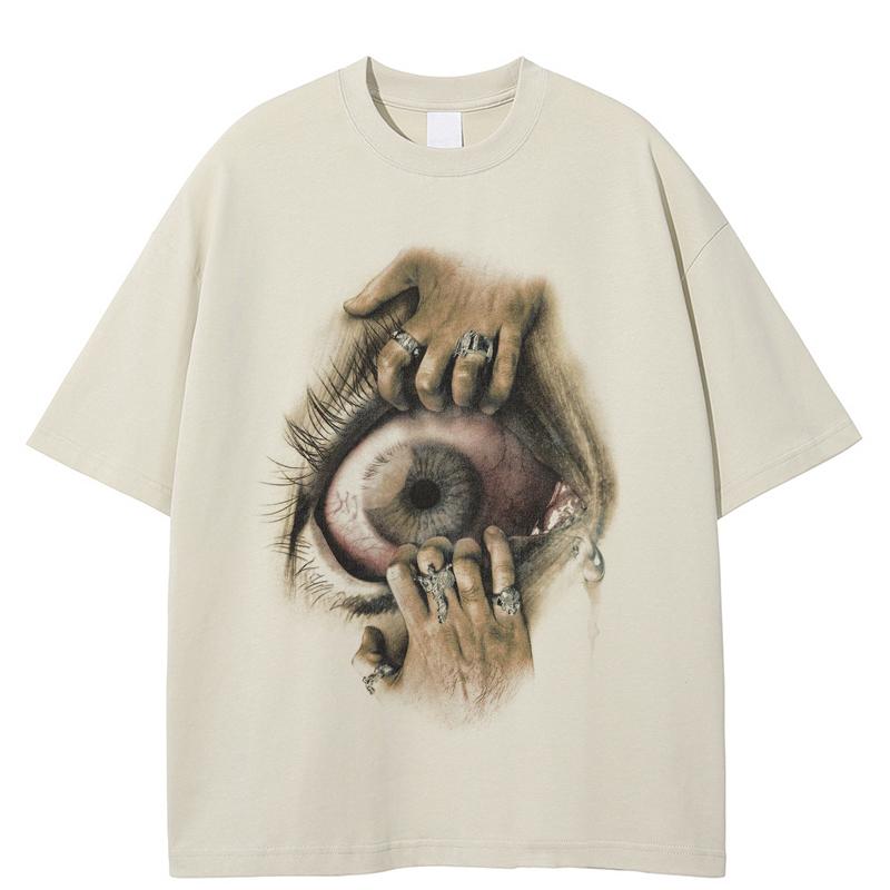 Vintage Dark Eyeball Surreal Hand Holding Graphic Oversized Short Sleeve T-Shirt