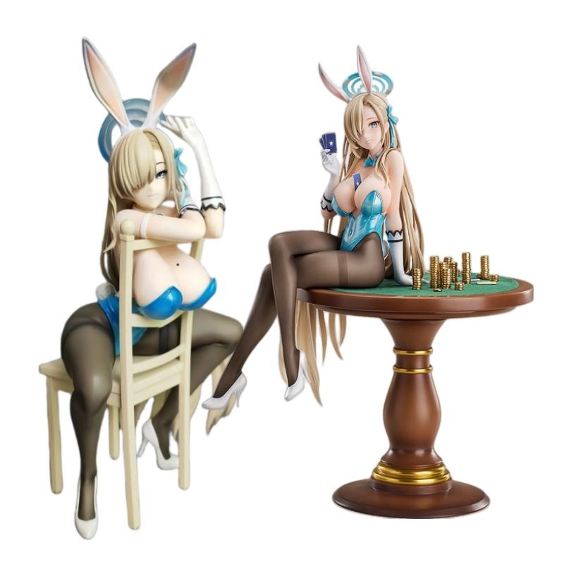 22CM Blue Archive Asuna Ichinosae with Chair bunny ver girl figure PVC Anime Action Toy Game Collectible Model Doll Gifts