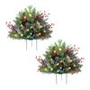 Lighted Artificial Christmas Urn Filler Battery Powered Pre-lit Xmas Pine Trees with LED Lights And Tripod Stake Holiday Planter Filler