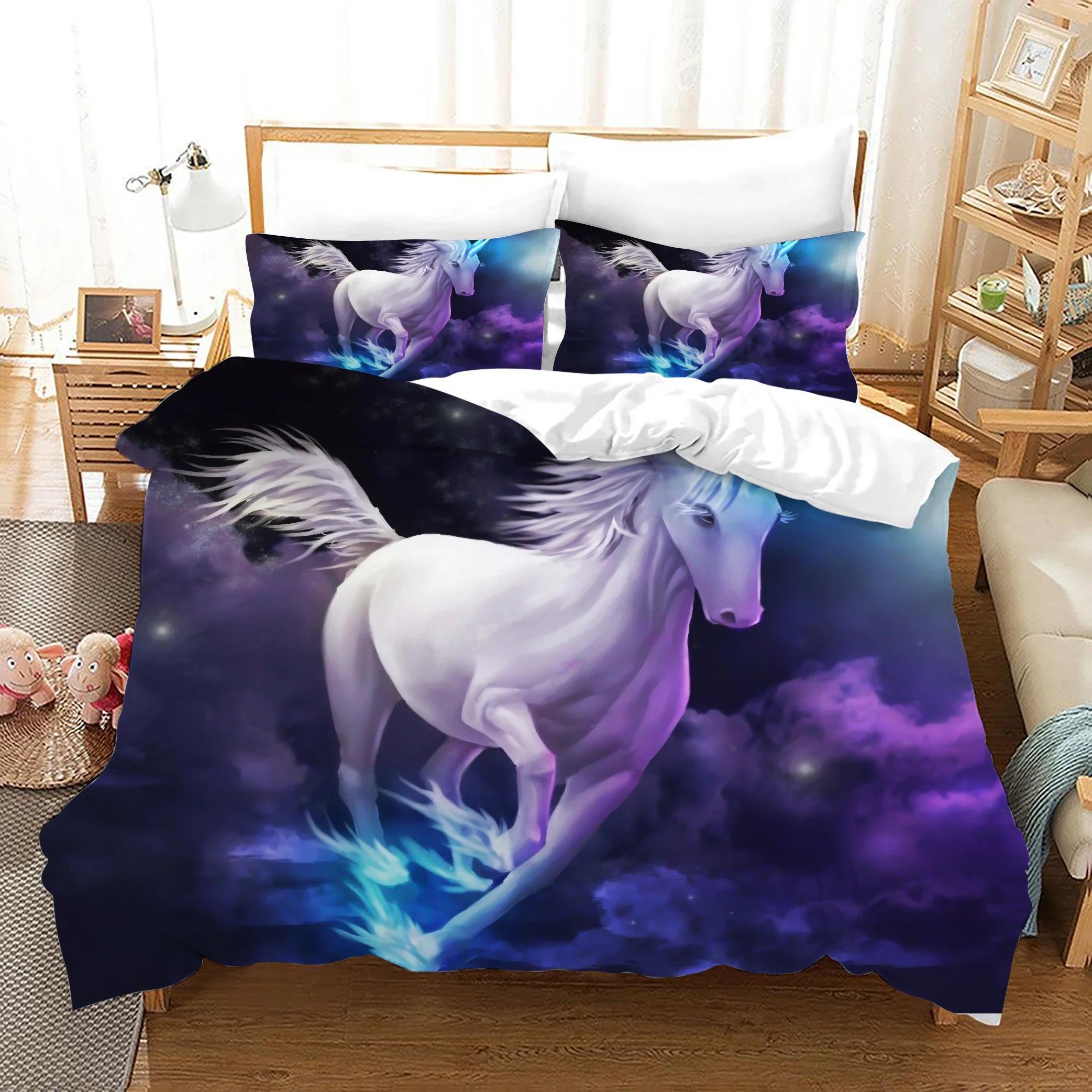 

Dropship Bedding Set Unicorn 140X210 Dream Duvet Cover Set For Girl Boy Single Double Size Bedroom Quilt Cover Sets Bedclothes EU Single(135*200cm)3pcs