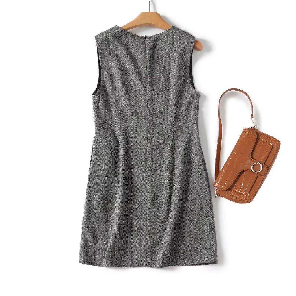 2025 Spring Women's Sleeveless Solid Color Pullover Dress