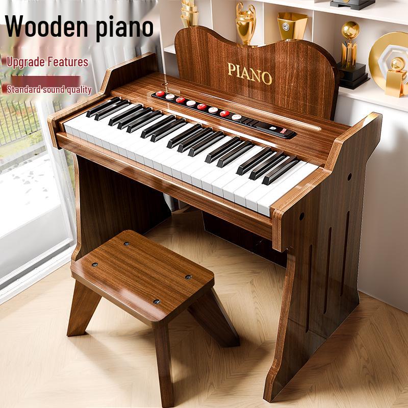 Children's Wooden Toy Piano: Beginner Electronic Keyboard for Boys & Girls, Infants, Toddlers - Ideal Birthday Gift.