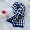 New Christmas Red Rhombus Knitted Scarf Female Autumn and Winter Student Couple Warm Fashion Versatile Scarf