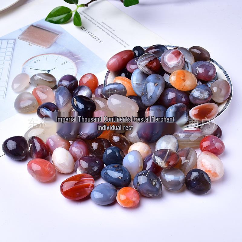 Polished Non-Red Agate Oval Stones for Fish Tank and Home Decor