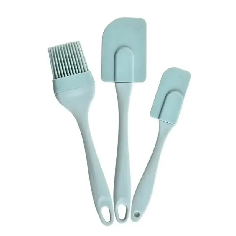 Silicone Oil Brush and Spatula Set, High Heat Resistant Silicone Basting for Bakery and Cooking (Green/Pink))