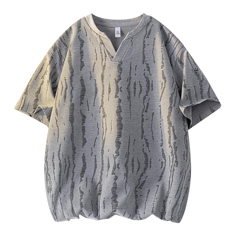 Simple And Versatile V-neck Short-sleeved T-shirt Men's Summer Loose Pullover Top