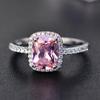 Fashion Mystic Fire Crystal Stone Rings For Women CopperColor Square Blue Pink Zircon Wedding Engagement Ring Boho Jewelry