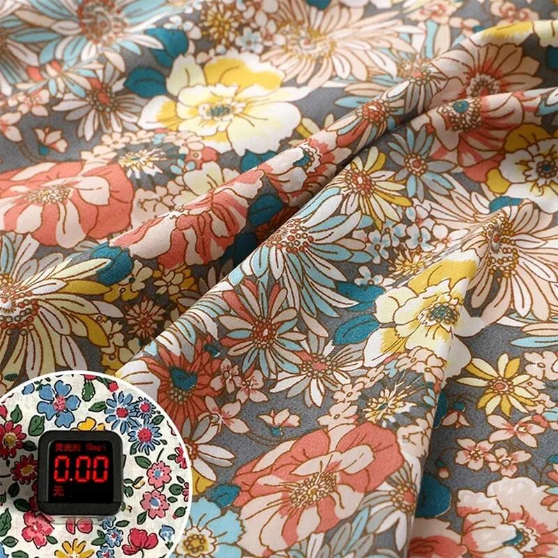 Wide 150cm Sweet Floral Print Pure Cotton Cloth Poplin Fabric Handmade Sewing Dress Material DIY Making Dress Clothing Supplies