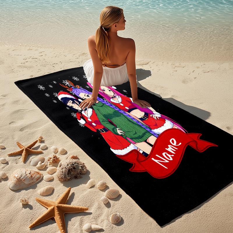 Custom Name Fantasy Heroes Stylish Digital Printing Beach Towel Quick‑Drying Absorbent Blanket for Beach Pool Gym Travel