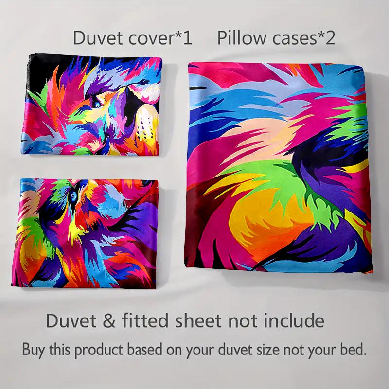 Vibrant Lion Illustration. Bedding Duvet Cover Sets Duvet Covers Pillowcases Gifts (1 * Duvet Cover 2 * Pillowcases, Without Duvet Insert)