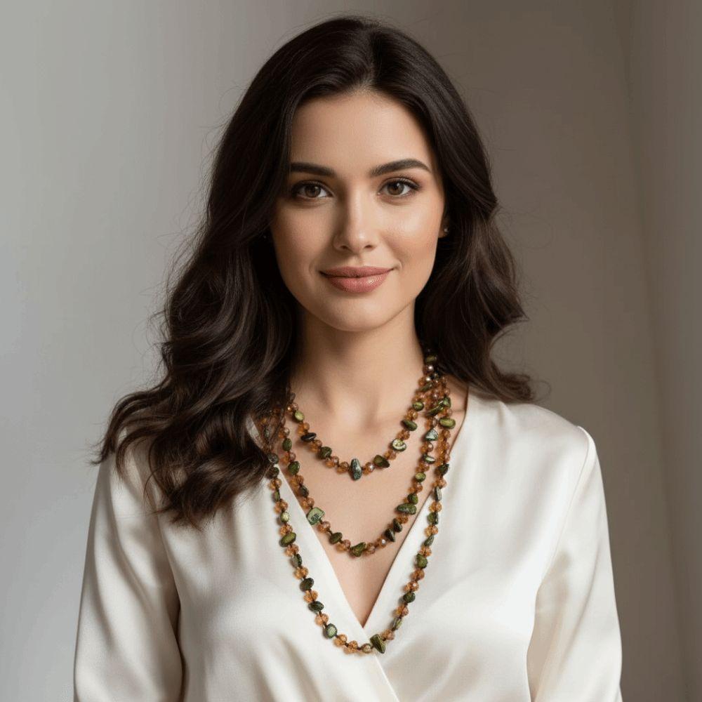 Irregular Antique Necklace Bohemian Double Layers Necklace Multi-Color Retro Necklace  Women Girls