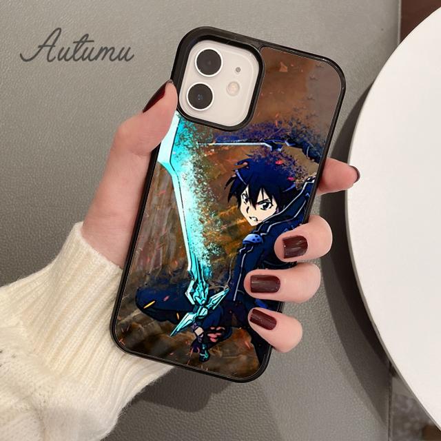 Kirito Schwert Art Online Telefon Fall für iPhone 11 12 13 14 Pro Max mini X XR XS SE 2020 6S 7 8 Plus Samsung Galaxy S21 S22 Abdeckung