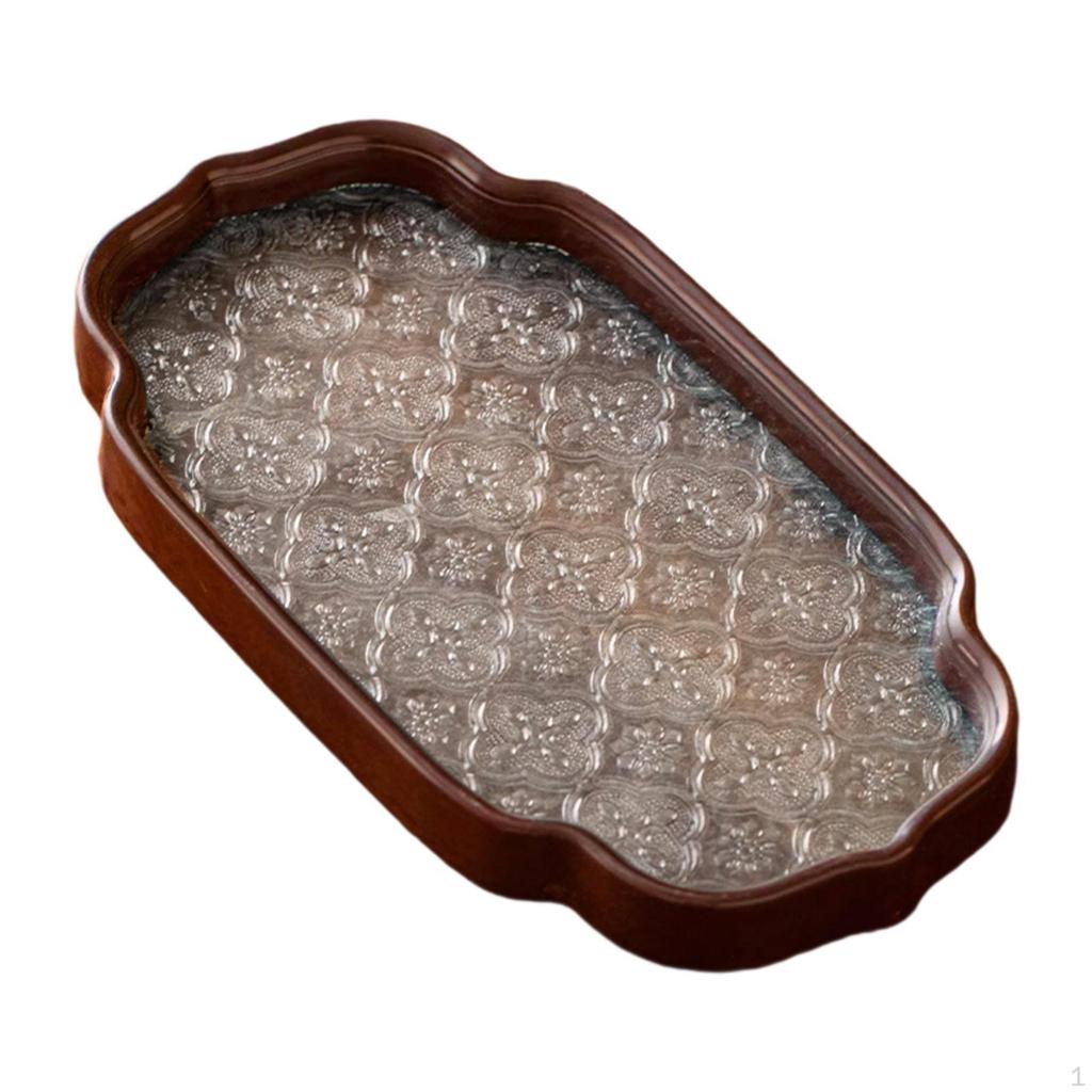 Begonia Flower Glass Tray Countertop Snack Home Decors Jewelry Organizer for Dining Room