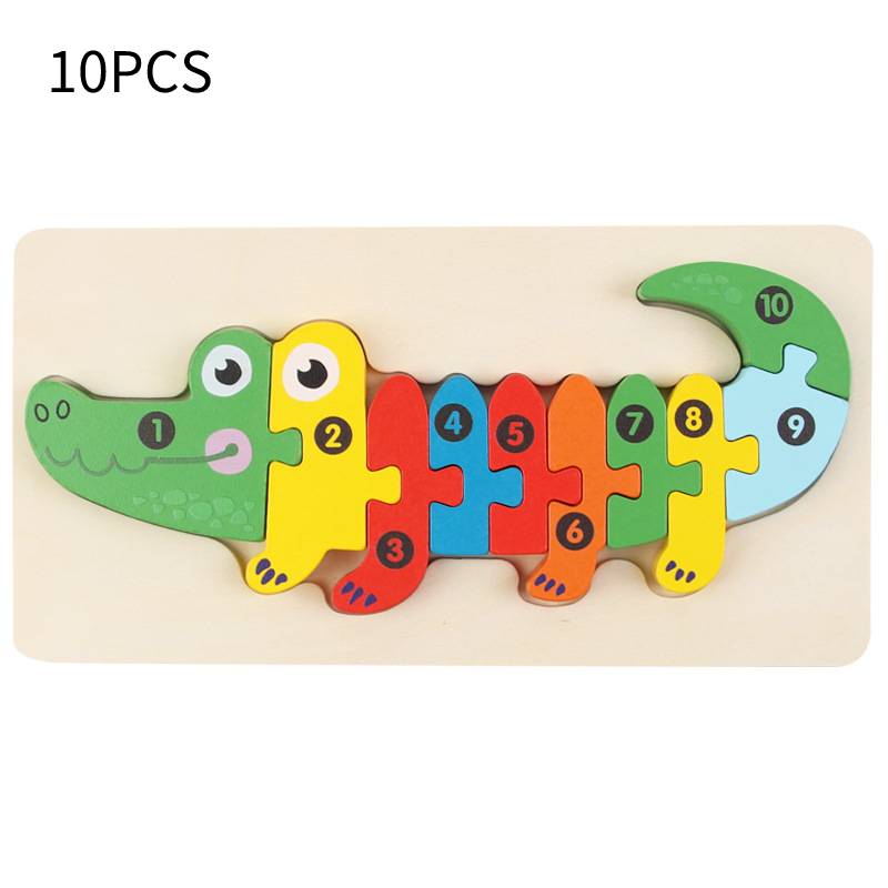 

Wooden Cartoon 3d Animal Jigsaw Puzzle Toy Educational Toddler Patterns Multiple Crocodile