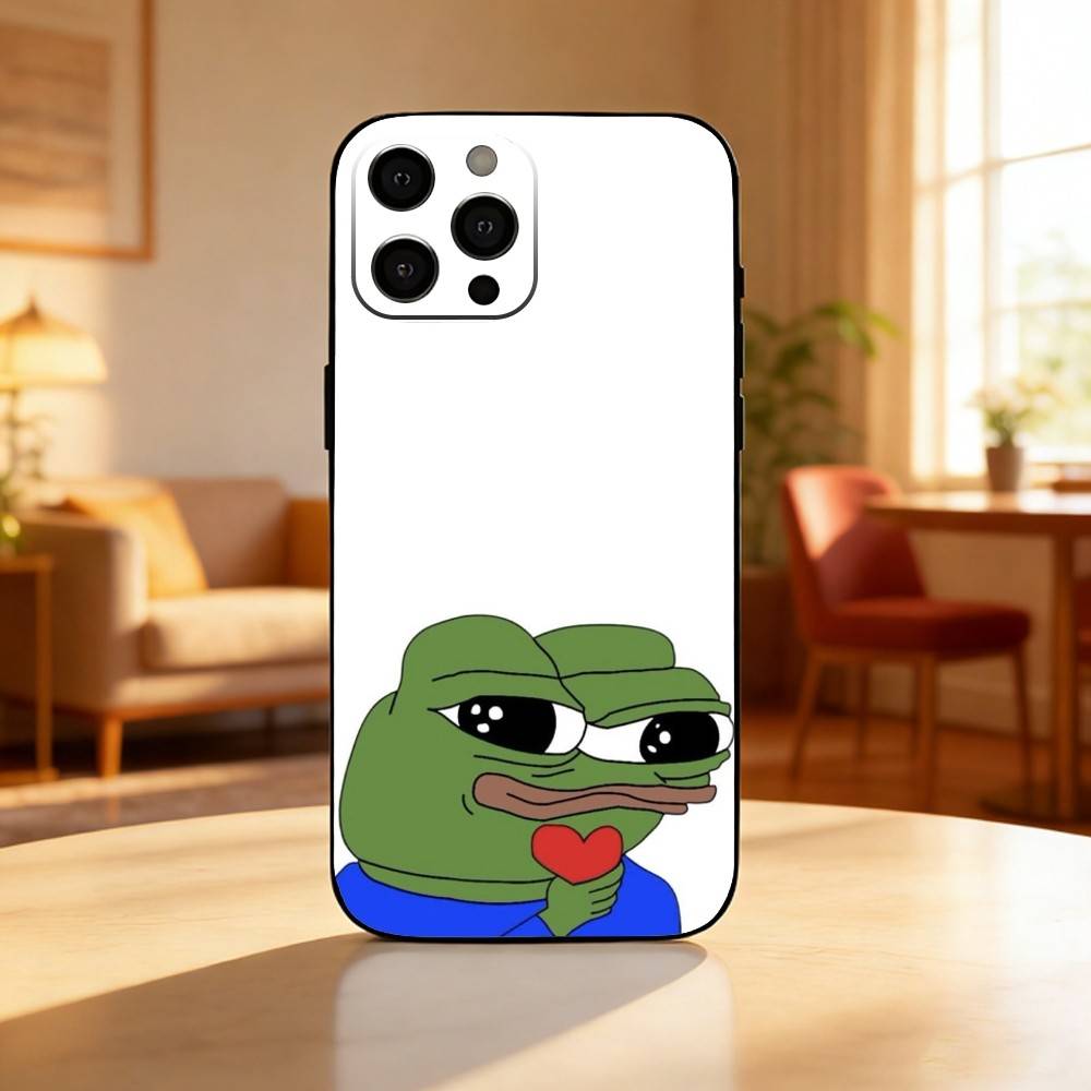 P-Pepe The Funny Frog Phone Case For iPhone17,16,15,14,13,12 Plus,Max Soft Silicone Black Cover