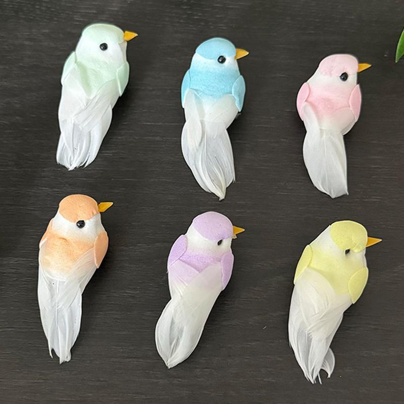 2Pcs Cute Artificial Birds Fake Foam Animal Simulation Feather Birds Models Tit Diy Craft Home Garden Floral Ornament Decoration