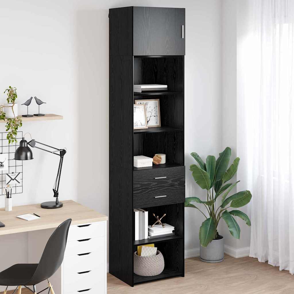 Highboard in Black Oak Look 50 x 42.5 x 225 cm Engineered Wood