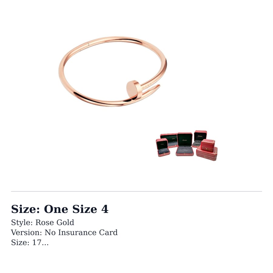 CARTIER JUSTE UN CLOU 18K Gold Bangles Unisex Rose Gold B6048100
