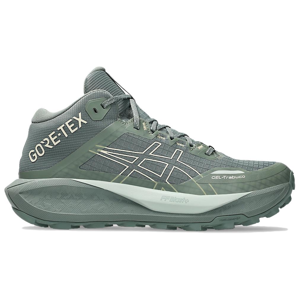 Asics GEL TRABUCO Wear Resistant And Waterproof Mid Top Trail Running Shoes Men's Gray Green Sneakers 1011C085-400