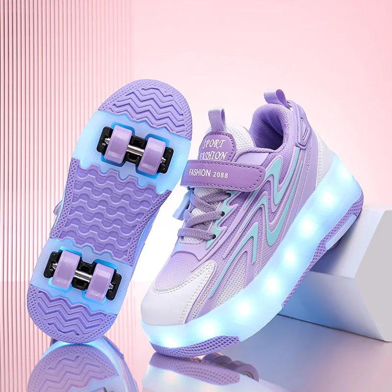 

Children s Roller Skates Shoes LED Roller Skates Shoes with 4 Wheels Speed Sneaker Shoes for Girls Women Sneakers with Wheels 40