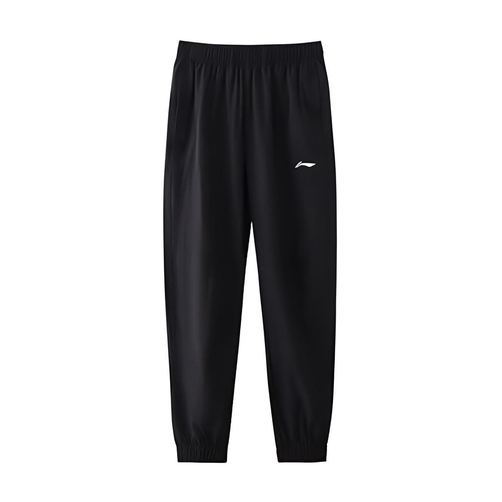 Li Ning Table Tennis Series Solid Color Logo Print Quick-Dry Tapered Woven Sports Casual Pants Men Pants Black AYKT551-7