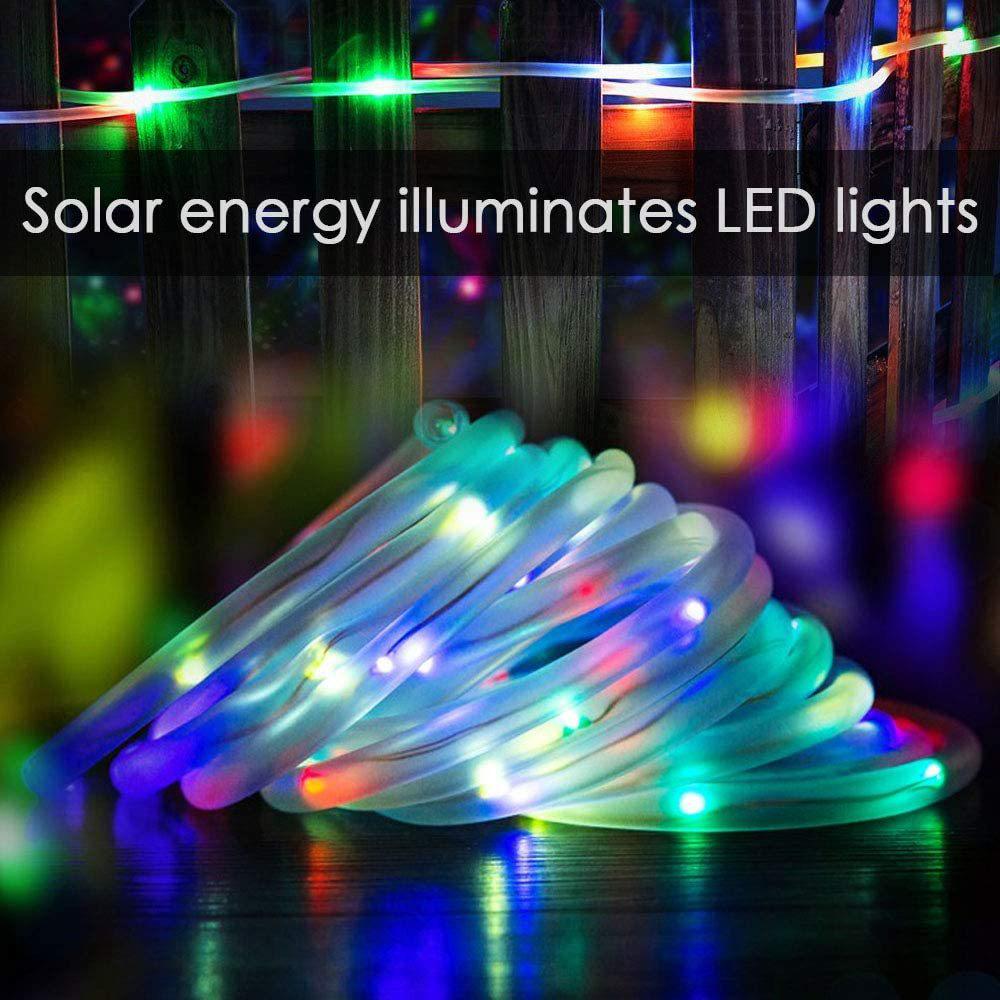 Rainbow 120 LED, 12m Outdoor Solar Neon Tube Lights, Waterproof Decorative Fairy Strip Lights