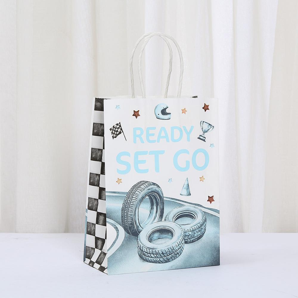 10/24pcs Race Car Paper Tote Bags Reusable Treat Bags for Kids Party Return Gifts Candy Cookies