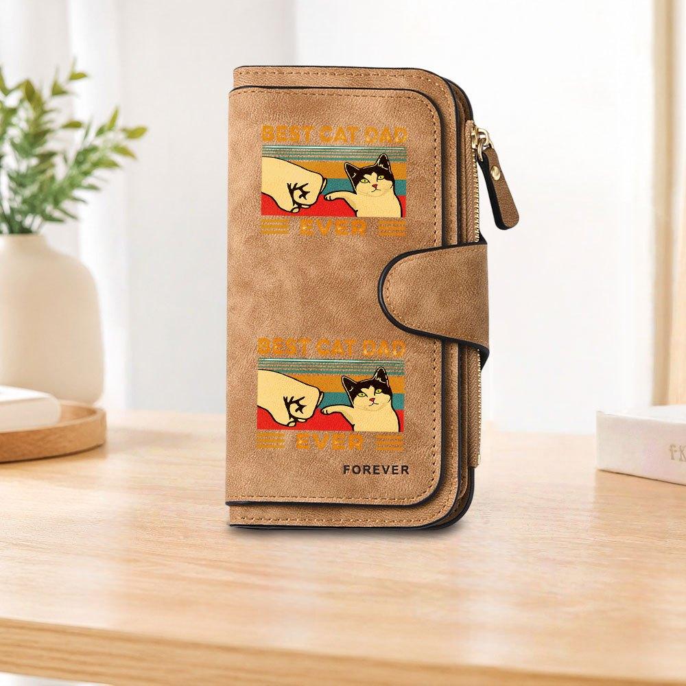 BEST CAT DAD EVER Long Zipper Wallet Large Capacity Card Holder Unisex Clutch Bag Fashionable Zipper Coin Purse Suitable For Daily Use Perfect Gift
