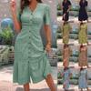 New Summer European and American Cross-border Amazon Ebay Doll Collar Solid Color Fashion J Button Dress Women