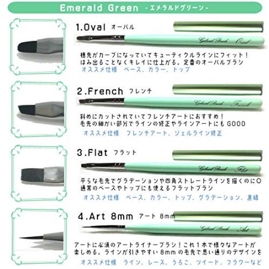 Set of 4 Gel Nail Emerald with for Gel Nail and Set of Brushes, Green, Caps, Nails, Art, Self-Nails (Emerald Green, 4)