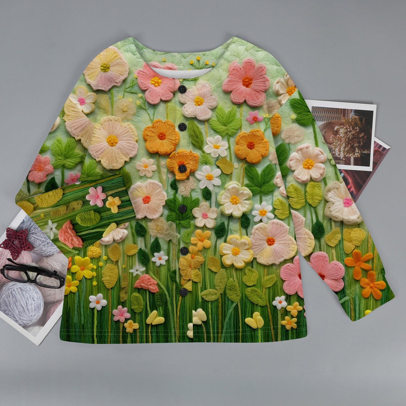 

Women s Fashion Long Sleeve Warm Knit Print Coat Top XXXL зелений