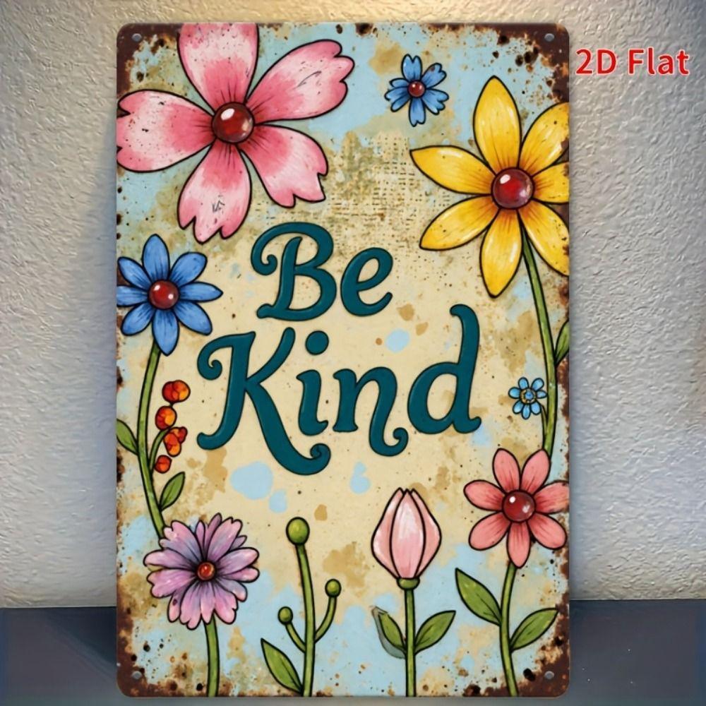 Vintage Metal Tin Sign Bird Feeding Chicks on Flowers Florist Decor For Living Room 20x30cm