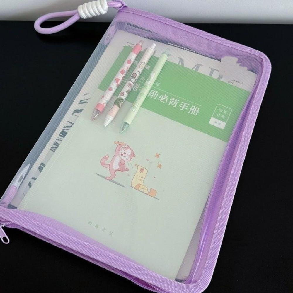 

Macaron Style File Organizer Bag Large Capacity Portfolio Bag New Test Paper Bags File Storage фіолетовий