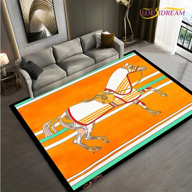 Fashion Ethnic Frame Horse Carpet Living Room Bedroom Yoga Rugs Kitchen Door Kids Un-Slip Mats Alfombra Birthday Gift Poster Mat