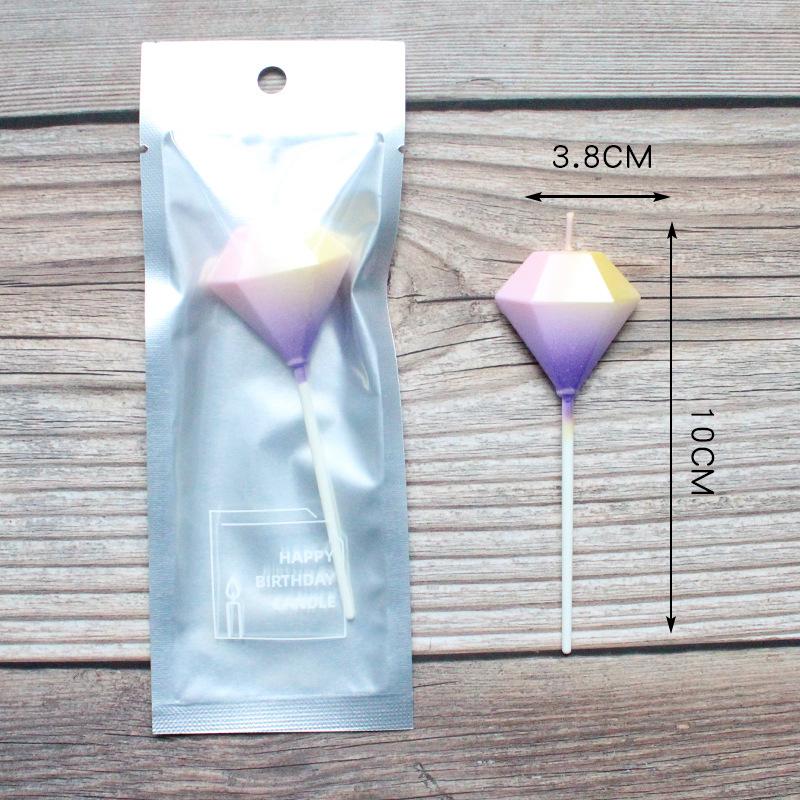 Single Gradient Color Diamond Cloud Birthday Candle Cake Decoration Party Supplies Creative Colorful Candle