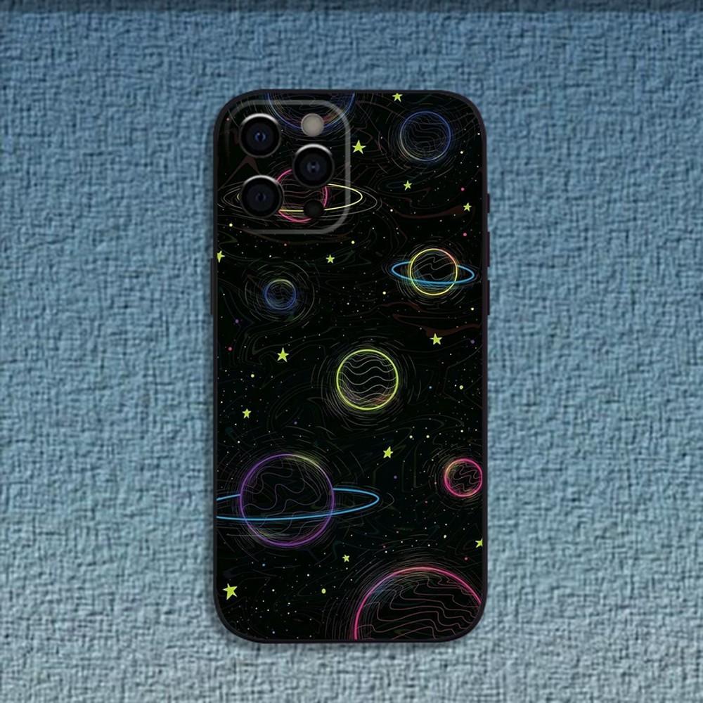 

Space Planet Sun Moon Stars Phone Case For iPhone 16,15,14,13,12,11,Pro,X,XS,Max,XR,Plus,Mini Soft Black Cover iPhone13PRO