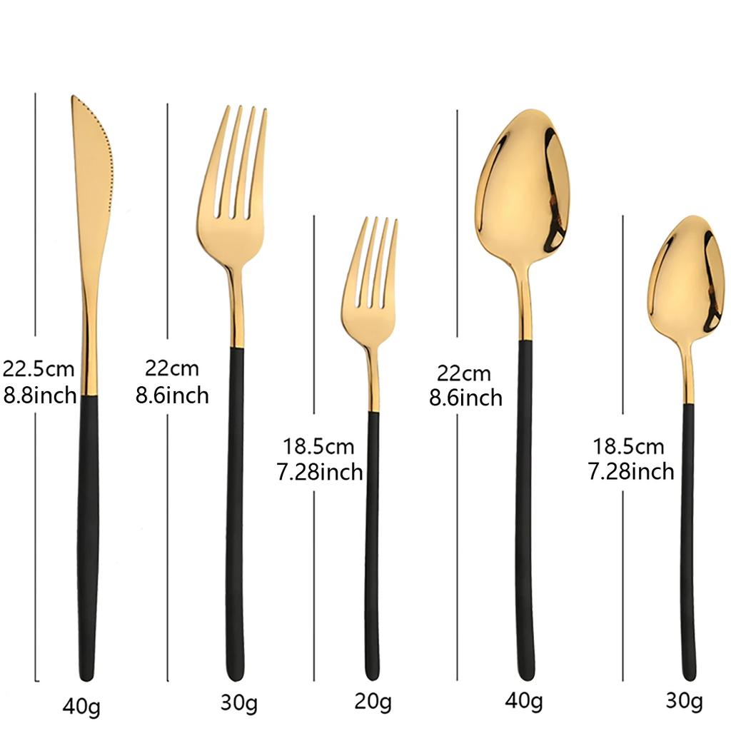 30Pcs Dinnerware Sets Stainless Steel Cutlery Western Tableware Knife Fork Spoon Tableware Gold Dinner Mirror Elegant Flatware