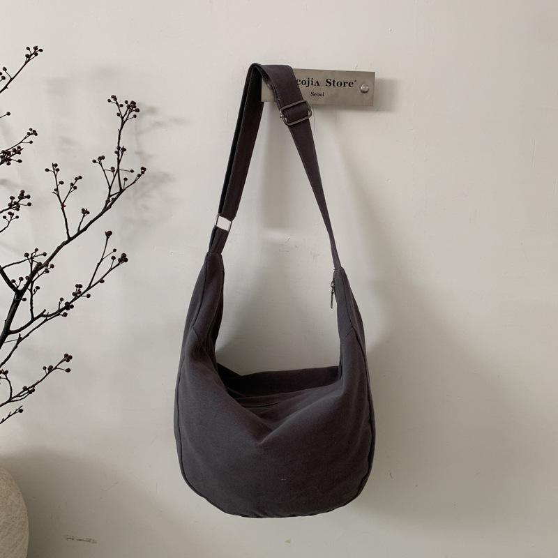 

Retro autumn and winter dumpling bag crossbody shoulder bag unisex large capacity canvas bag Harajuku lazy wind tote bag серый