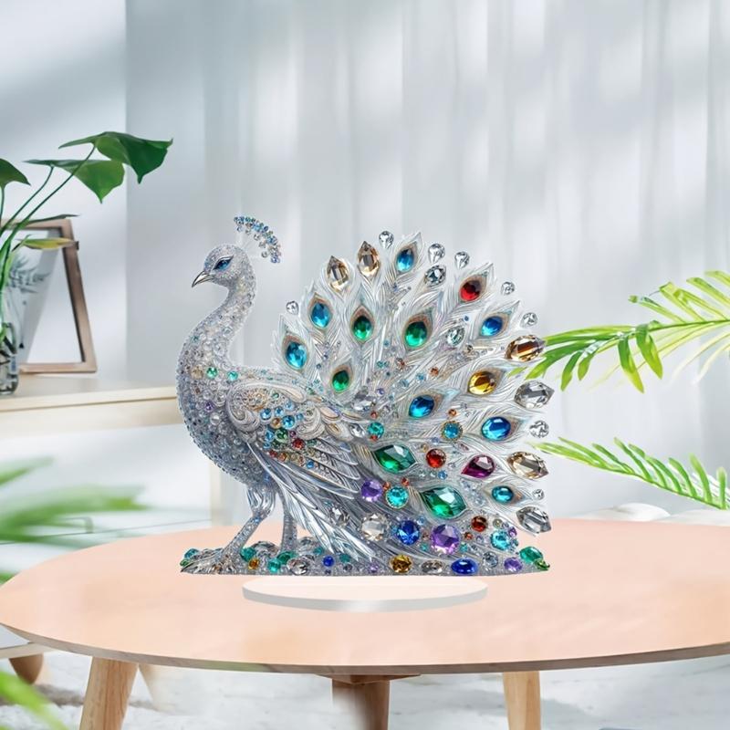 Animal Statues Decorative Ornament for Living Room,Home,Office Decors Acrylic Peacocks Figurines Tabletop Centerpieces