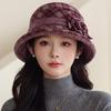 Autumn and winter plaid flower pot hat women's retro woolen top hat middle-aged old mother old woman versatile warm bucket hat