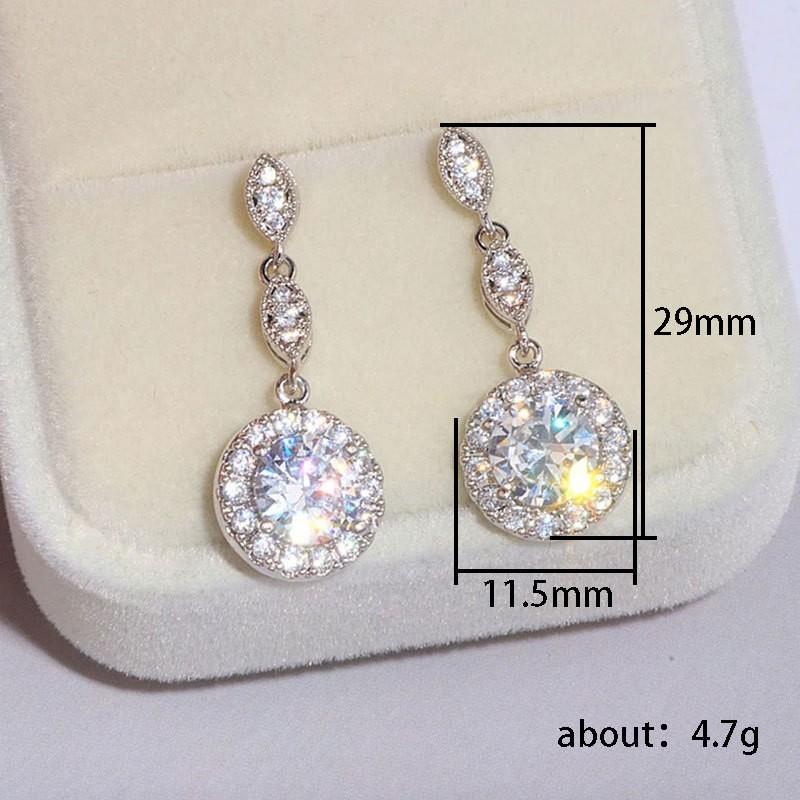 Green Sky Douyin Super Flash Zircon Fringed Earrings, Long Round Bag Earrings for Women, Trendy Korean Temperament Ear Jewelry for Women