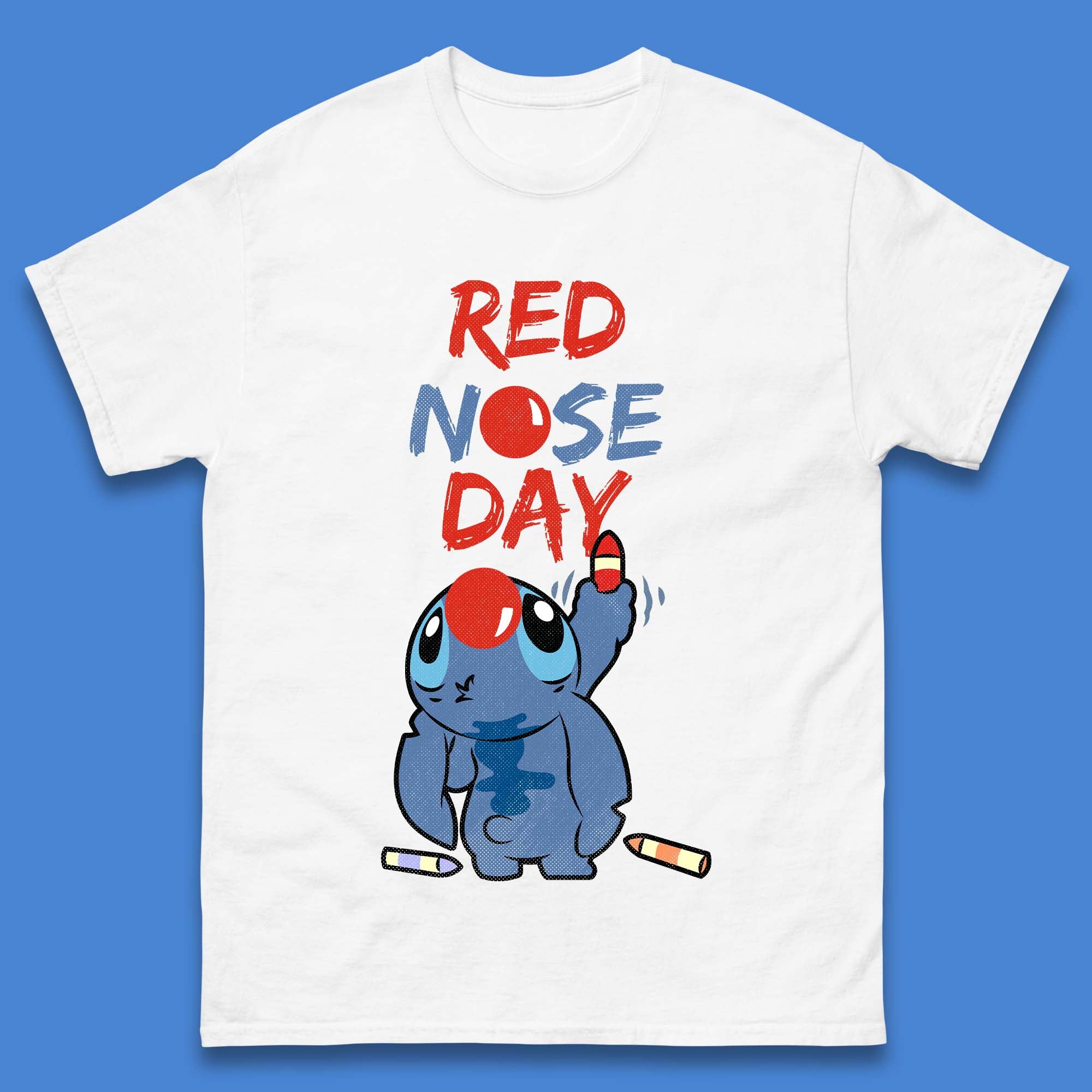 Red Nose Day Stitch Mens T-Shirt Womens Tops Tees 3XL
