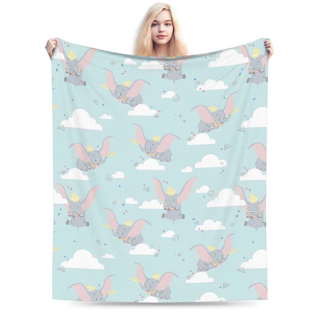 Dumbo Cartoon Blankets Velvet Spring Autumn The Flying Elephant Portable Warm Throw Blanket for Sofa Travel Plush Thin Quilt