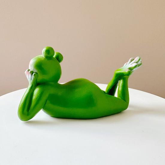Planter Pot Frog Statue Cartoon Frog Figurine Resin Animal Sculpture Outdoor Garden Flower Pot Hugger Ornament Decoration