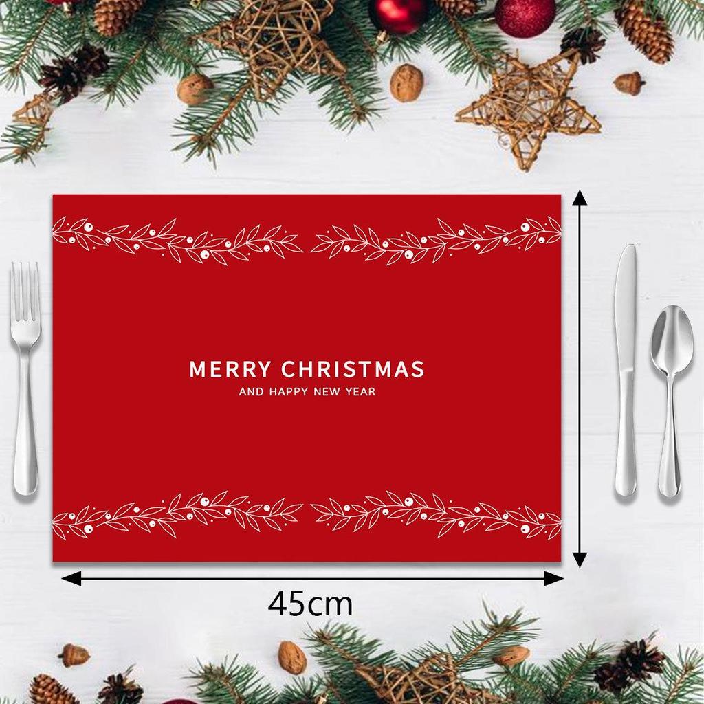 Festliches Weihnachtsdruck Leinen-Stil Hitzebeständiges Tischset Set